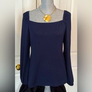 CLEO Navy Square Neck Blouse- Sz M